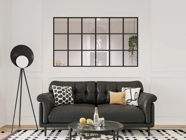 Vente-unique - ORANSA Innenglaswand MetallGlas Schwarz - B 3,5 cm x H 105 cm x L 180 cm