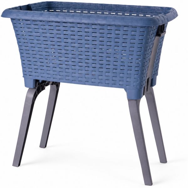 Wäschekorb Wäschesammler klappbaren Füßen B60xL40xH28/58cm Blau