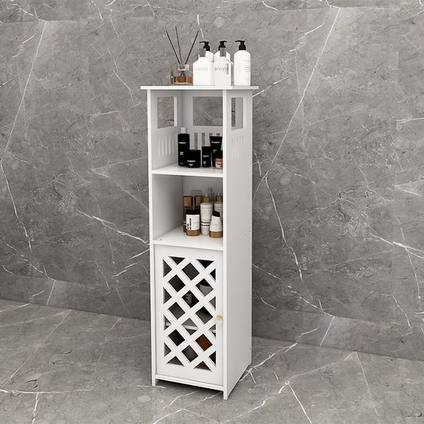 JEOBEST Badkommode Badschrank Beistellschrank Toilettenschrank, Platzsparend, Einfache Montage, Weiß 78 x 22 x 22cm