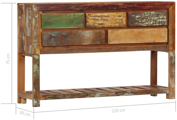 Sideboard, Kommode 120x30x75 cm Altholz Massiv Bild 8