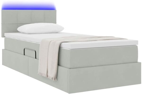 vidaXL LED-Speicherbett mit Matratze Hellgrau 100 x 200 cm Samt 3371373 Bild 3