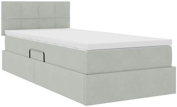 vidaXL LED-Speicherbett mit Matratze Hellgrau 100 x 200 cm Samt 3371373 Bild 6