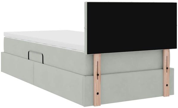 vidaXL LED-Speicherbett mit Matratze Hellgrau 100 x 200 cm Samt 3371373 Bild 12