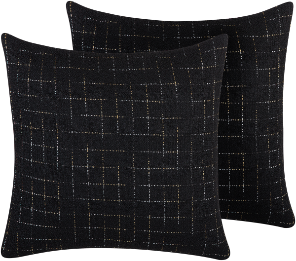 Kissen 2er Set BELLFLOWER 45 x 45 cm Geometrisches Muster Schwarz