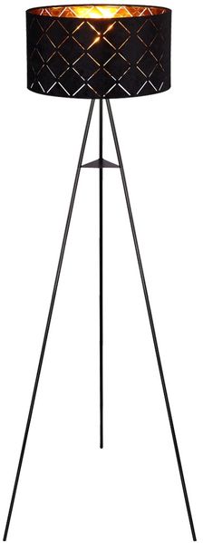 LED Stehleuchte, Textil, schwarz-gold, Stativ Gestell, H 149cm