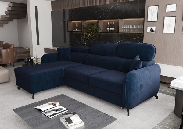 AX LIVING Ecksofa mit Schlaffunktion Ribella 5 L-Form 265 cm, Samt in Blau Links