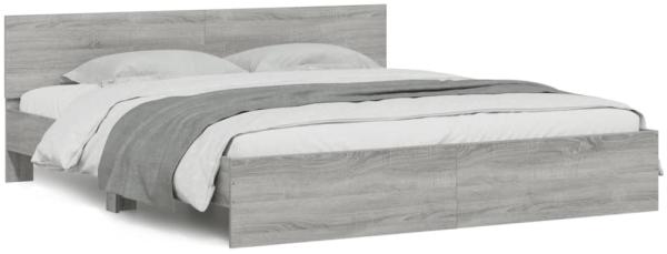 vidaXL Bettgestell mit Kopfteil Grau Sonoma 160x200 cm 3207474