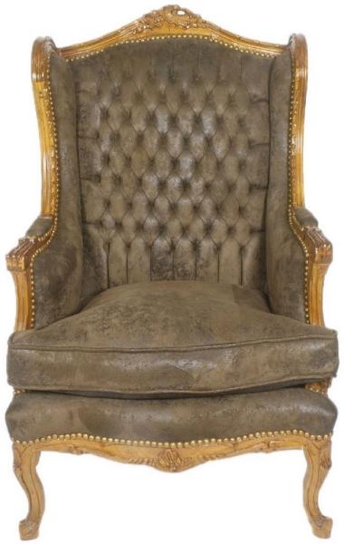 Casa Padrino Barock Chesterfield Ohrensessel Dunkelbraun / Braun 83 x 83 x H. 110 cm - Barockmöbel