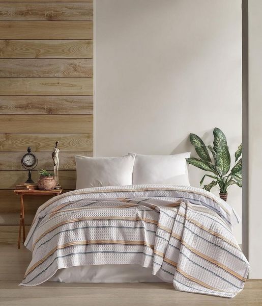 BOHORIA Tagesdecke BOHORIA Tagesdecke Waffle Line extra groß 235 x 240cm - Tuscan Sun