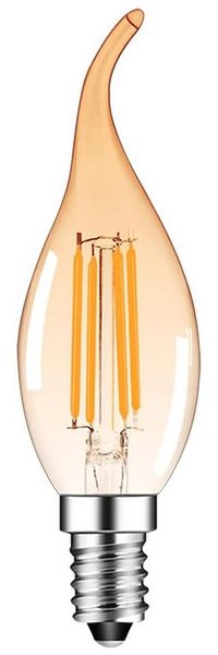 V-TAC LED-Leuchtmittel 4W E14 LED Kerze Vintage Filament Glühbirne Birne Leuchtmittel Retro, 1 St, warmweiß, Mini Lampe Leuchte getöntes Glas warmes licht Bernstein