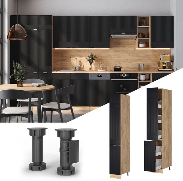 Apothekerschrank Fame-Line Schwarz gestreift 30 cm Vicco Bild 2