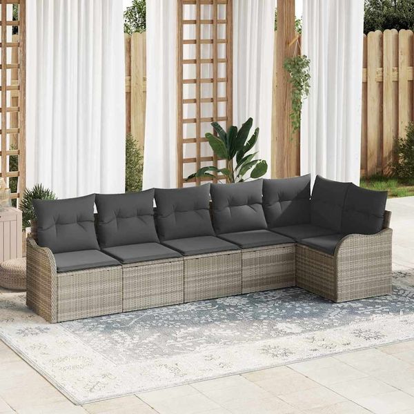 vidaXL Gartensofa-set mit Speicher 6 pcs Hellgrau Poly-Rattan 3354391