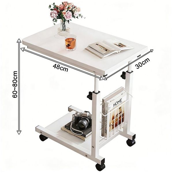 PFCTART Beistelltisch Beistelltisch höhenverstellbar mit Rollen als mobiler Laptoptisch (Set, 1-St, Beistelltisch couch für Bett, Sofa und Büro, ideal für Zuhause), Beistelltisch mit rollen aus Holz und Stahl, stabil und flexibel