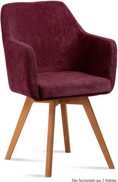 Armlehnstuhl (2er-Set) Dolli 57x87x60 Eiche geölt/Marsala