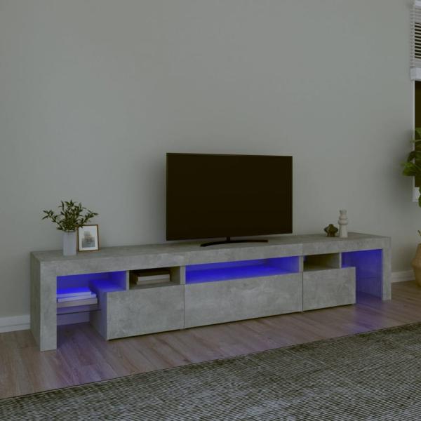 vidaXL TV-Schrank mit LED-Leuchten Betongrau 215x36,5x40 cm 3152797