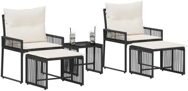 vidaXL Gartenmöbel Set 11 pcs Schwarz und Cremeweiß Poly-Rattan 42025152 Bild 3