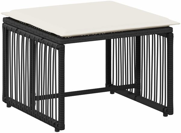 vidaXL Gartenmöbel Set 11 pcs Schwarz und Cremeweiß Poly-Rattan 42025152 Bild 6