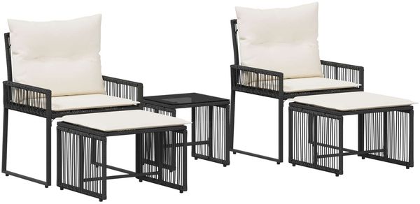 vidaXL Gartenmöbel Set 11 pcs Schwarz und Cremeweiß Poly-Rattan 42025152 Bild 2