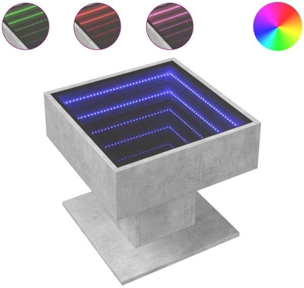 vidaXL LED-Couchtisch Betongrau 50x50x45 cm Holzwerkstoff 847528