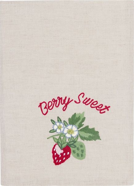 Greengate Geschirrtuch Berry Geschirrtuch mit Stickerei sand 70x50 cm