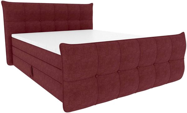 Boxspringbett Marbella - Jacquard - bordeaux - 180x200 cm