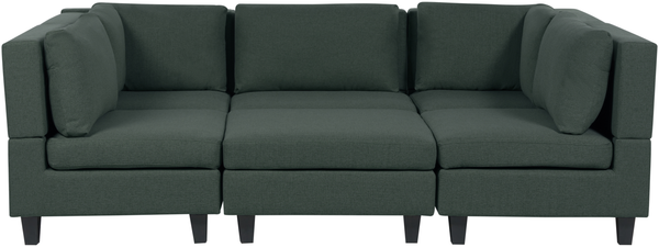 Beliani 'Unstad' Sofa, Grün, Leinenoptik, 72 x 76 x 228 cm, mit Ottomane, U-Form