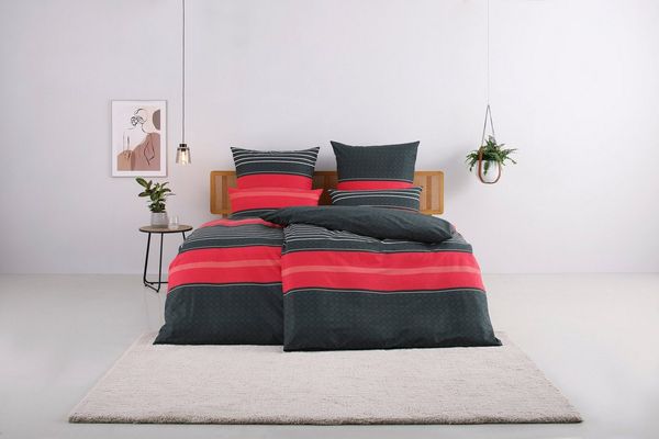 OTTO home Bettwäsche Circle, Linon, 2 teilig, Bettwäsche aus Baumwolle mit Streifen-Design, moderne Bettwäsche