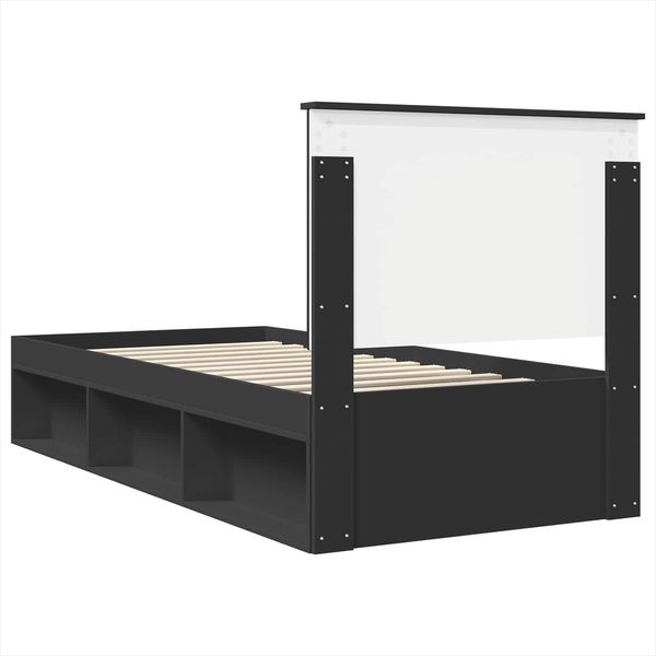 vidaXL Bettrahmen Schwarz 90 x 200 cm Massives Kiefernholz 3411056 Bild 9