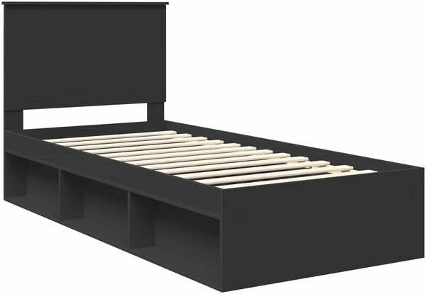 vidaXL Bettrahmen Schwarz 90 x 200 cm Massives Kiefernholz 3411056 Bild 4