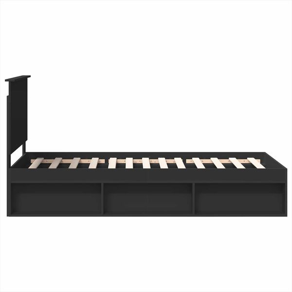 vidaXL Bettrahmen Schwarz 90 x 200 cm Massives Kiefernholz 3411056 Bild 8