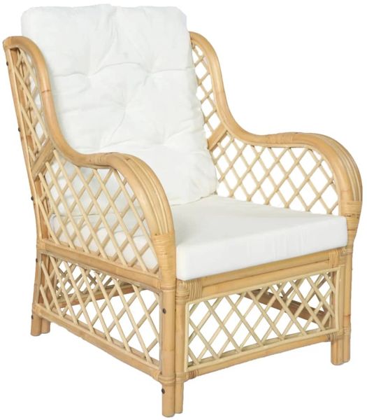 vidaXL Sessel mit Kissen Natürliches Rattan und Leinen 325469