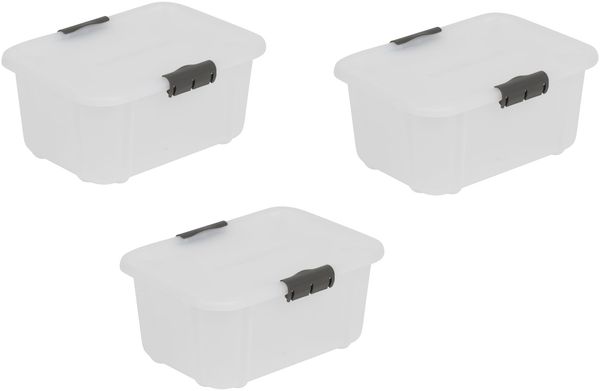 BranQ - Home essential VELUR, Universeller Aufbewahrungsbehälter mit Deckel VELUR, 3er-Set, Grösse 8 l, BPA-frei Kunststoff PP, transparent
