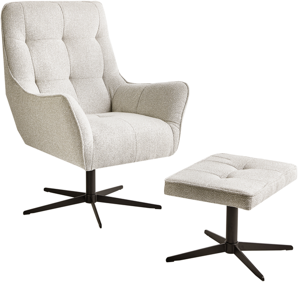 Drehsessel MOLLE II mit Fußstütze Stoff Hellbeige