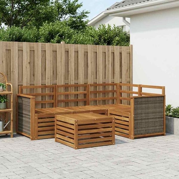 vidaXL Outdoor-Sofagarnitur 5 pcs Natur 59 x 59 x 37 cm Polyester 3384315