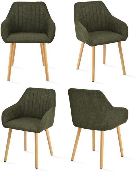 GOEURVANT 1381 Esszimmerstühle 4er-Set, Webstoff - Olivgrün
