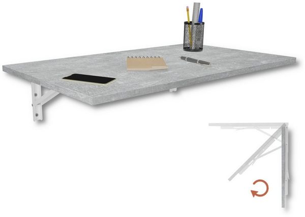 KDR Produktgestaltung Klapptisch 80x50 Wandklapptisch Esstisch Küchentisch Schreibtisch Wand Tisch, Beton