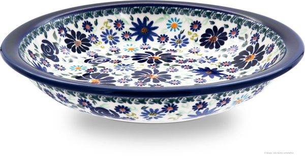Bunzlauer Keramik Speiseteller Tiefer Teller Ø22,5cm Suppenteller, Pastateller, Essteller Dekor DU126