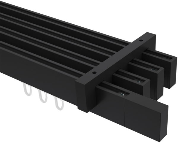 Innenlauf-Gardinenstangen-Set Smartline Lox 160 cm, 4-läufig, 14x35 mm Schwarz