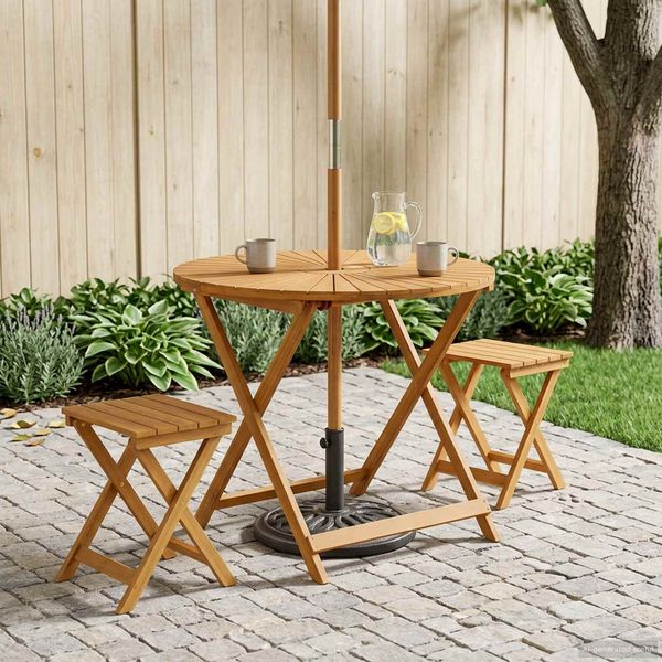 vidaXL Klappbarer Gartentisch Natur Ø90 x 75 cm Massivholz Akazie 42024980