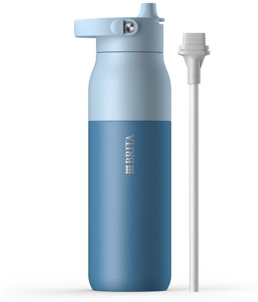 BRITA Trinkflasche BRITA LARQ Essential Trinkflasche (1L) mit Strohhalm, Edelstahl Wasserflasche mit doppelwandiger Isolierung - hält 24h kalt