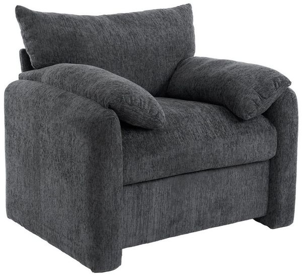 Merax Sessel Chenille-Stoff Einzelsessel mit extra dickem Kissen (96x82x84 cm), Armlehnensessel Polstersessel Akzentstul Relaxsessel