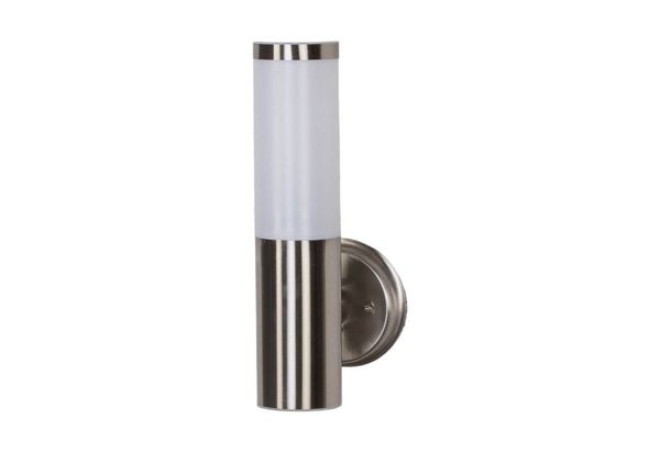 Lindby Außen-Wandleuchte Kristof, Edelstahl Alu IP44, 1 x 15 W LED