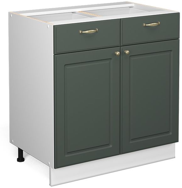 Küchenunterschrank Fame-Line Grün-Gold Landhaus 80 cm ohne Arbeitsplatte Vicco