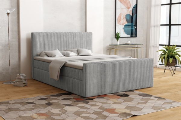 Boxspringbett Schlafzimmerbett IKAROS 200x200cm in Stoff Poso Hellgrau