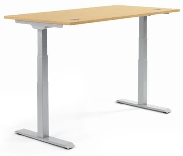 Soennecken Schreibtisch 1200x605-1255x800mm Platte Buche Gestell silbe