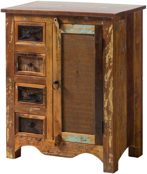 Kommode Altholz 70x40x85 mehrfarbig lackiert NATURE OF SPIRIT #127