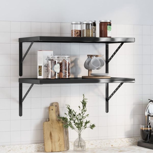 vidaXL Wandregale 2 Stk. 75x40 cm Schwarz Edelstahl 30290