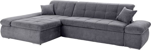 DOMO collection Ecksofa Moric Luxus - B/T/H 300/172/80 cm, XXL-Format, L-Form, 140kg Belastung/Sitz, in Cord, Chenille, Kunstleder