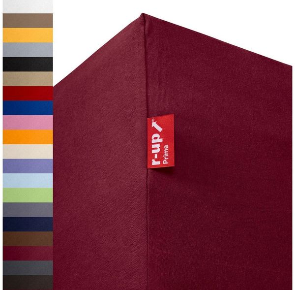 r-up Prima Spannbettlaken 90x200-100x220 bis 35cm Höhe bordeauxrot 97% Baumwolle / 3% Elasthan 160g/m²