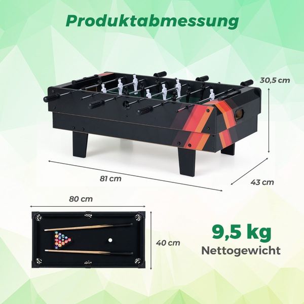 4 in 1 Spieltisch Billardtisch & Tischtennistisch & Air Hockeytisch & Tischkicker Grau